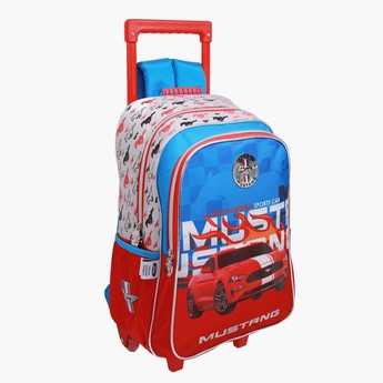 Mustang Printed Trolley Backpack - 18 inches