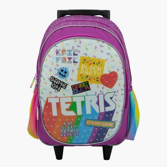 Tetris Print Trolley Backpack - 16 inches