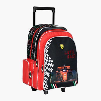 Ferrari Print Trolley Backpack with Zip Closure- 18 inches