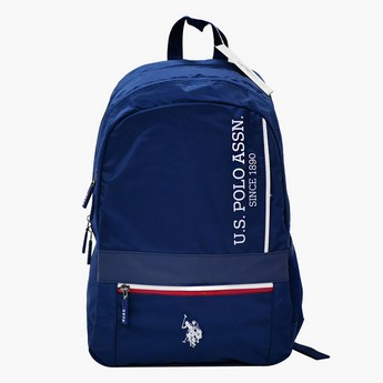 U.S POLO Solid Zipper Backpack with Pouch