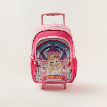 Juniors Princess Print Trolley Backpack with Lunch Bag and Pencil Case