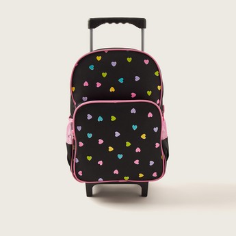 Maricart Heart Print Trolley Backpack with Lunch Bag and Pencil Case