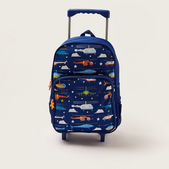 Maricart Helicopter Print Trolley Backpack with Lunch Bag and Pencil Pouch