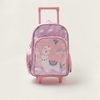 Juniors Llama Print Trolley Backpack with Lunch Bag and Pencil Pouch