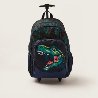 Juniors Dinosaur Print Trolley Backpack with Lunch Bag and Pencil Pouch - 18 inches