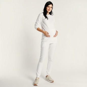 Love Mum Solid Maternity Jog Pants with Pocket Detail