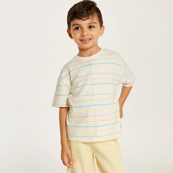 Striped Crew Neck T-shirt with Short Sleeves