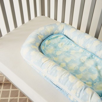 Fancy Fluff Cloud Print Organic Bed in Bed - 27x66 cms