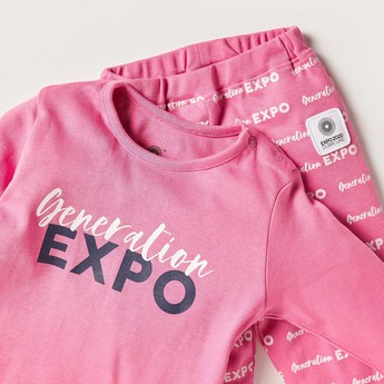 Expo 2020 Printed Crew Neck T-shirt and Pyjama Set