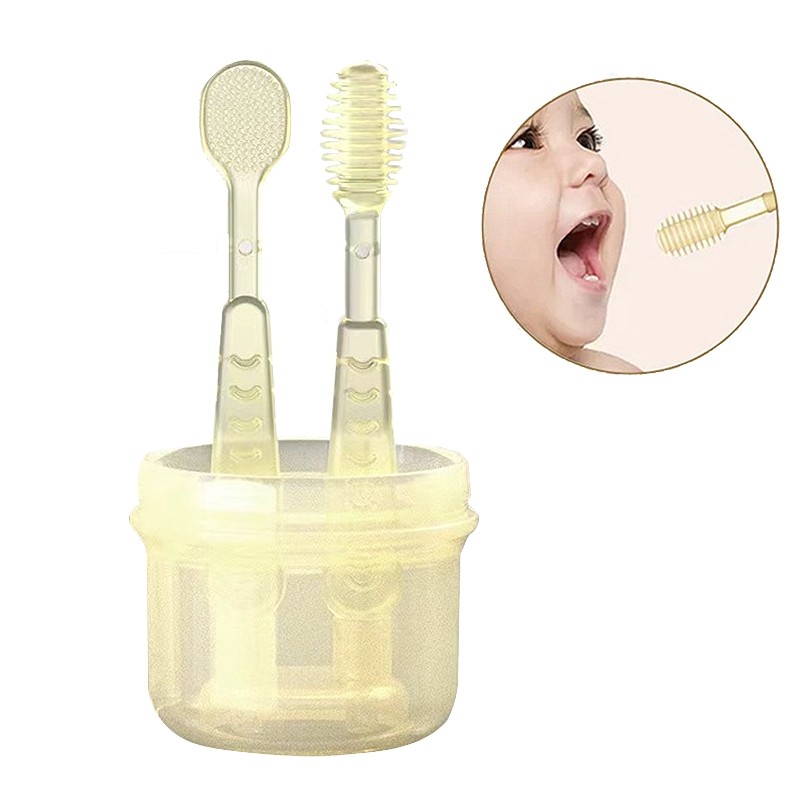 2pcs Baby Silicone Toothbrush Cleaning Fresh Breath Brush Soft Tongue Coating Brush Oral Care Tool Toothbrush Baby Products