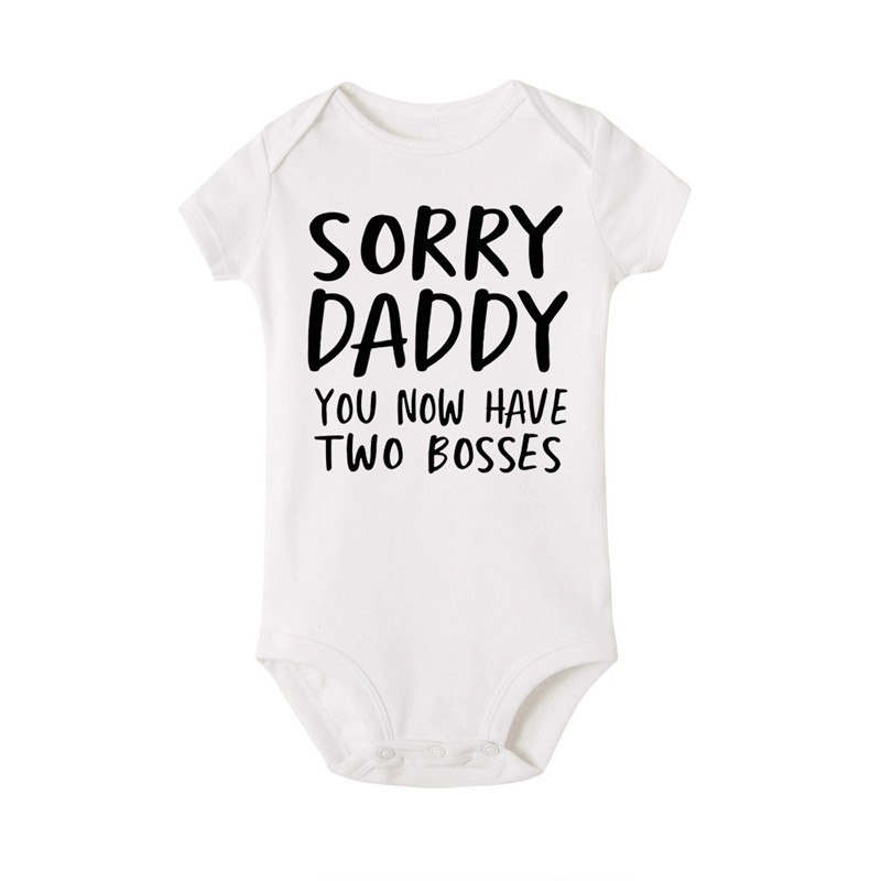 Newborn Baby Jumpsuit 0-18M Sorry Daddy As You Know Her Two Heads Funny Print Cotton Jumpsuit Baby Boy Short Sleeve Jumpsuit