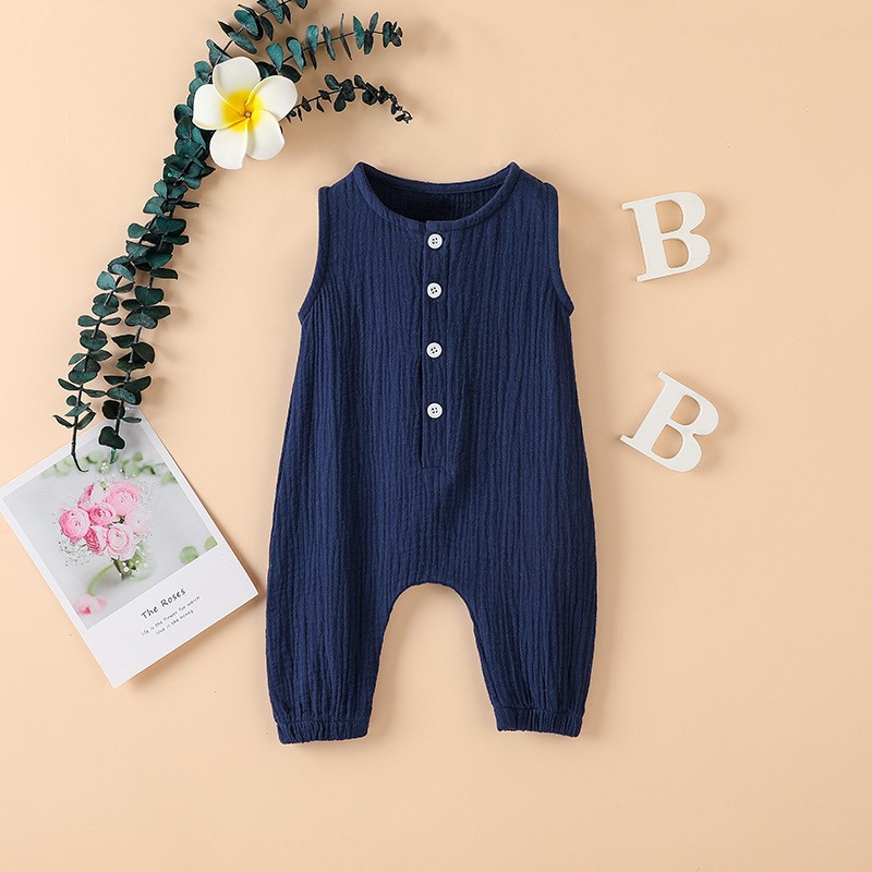 Summer Newborn Baby Boys Girls Romper Jumpsuit One Piece Solid Color Sleeveless Newborn Baby Clothes