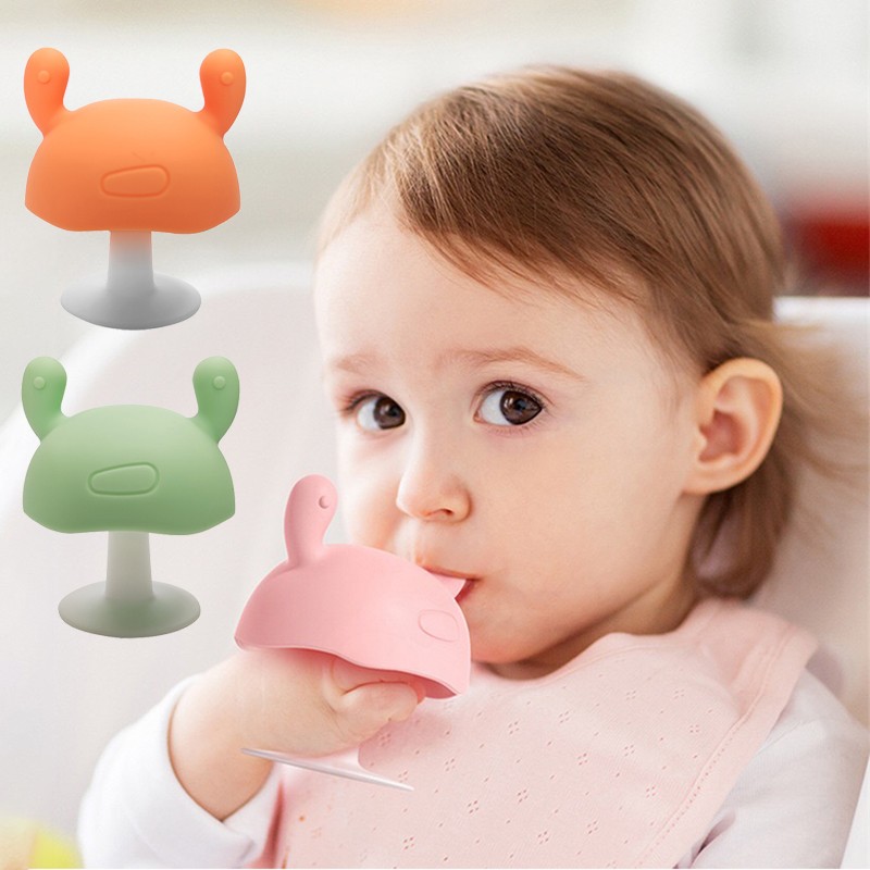 Baby Safe Silicone Teether Newborn Chew Training Toys Cute Mushroom Shape Teething Stick Boys Girls Baby Teether Smooth Soft