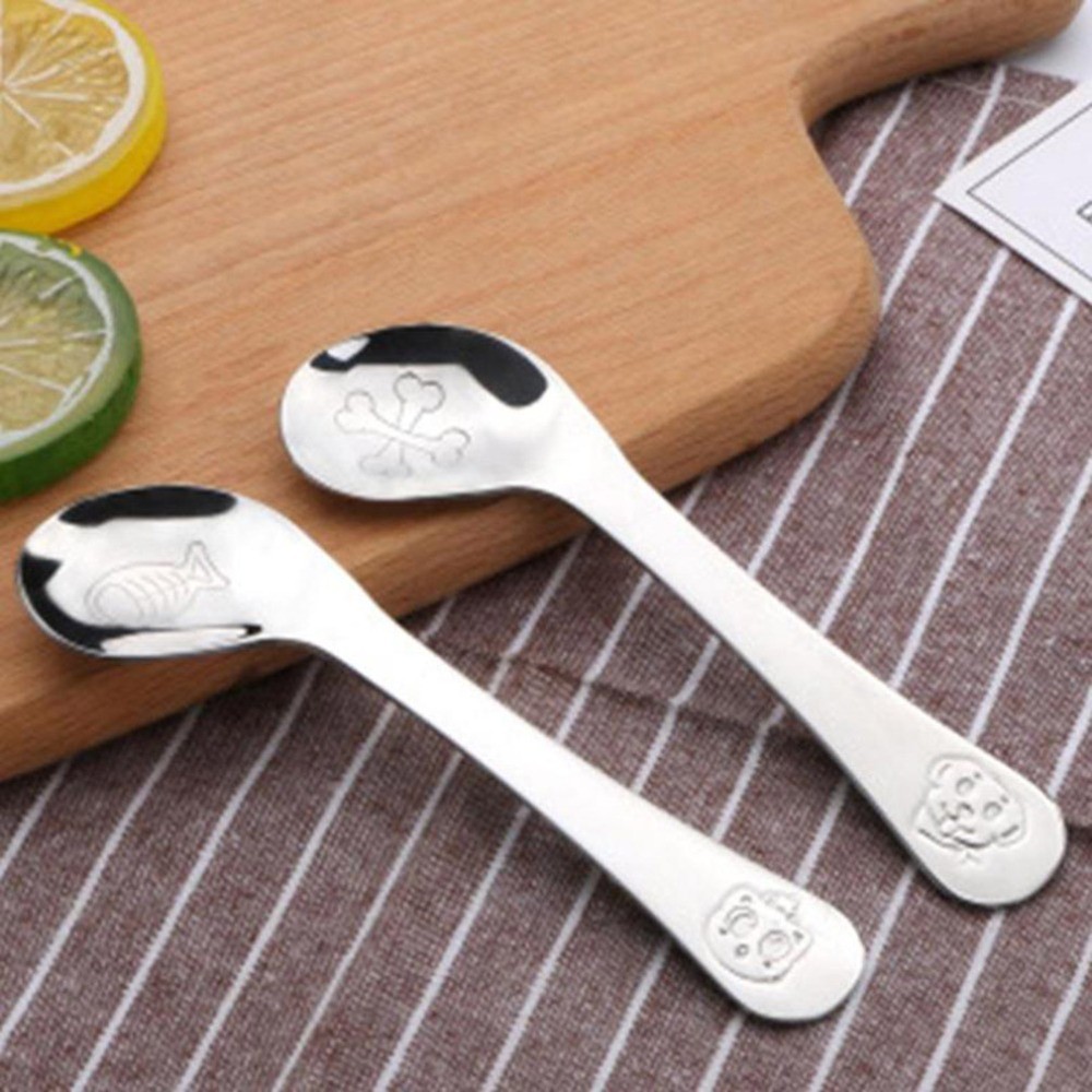 Children Feeding Spoon New Style Baby Infant Safe Spoon Stainless Steel Quality Spoon Curved Spoon Baby Exercise Tableware