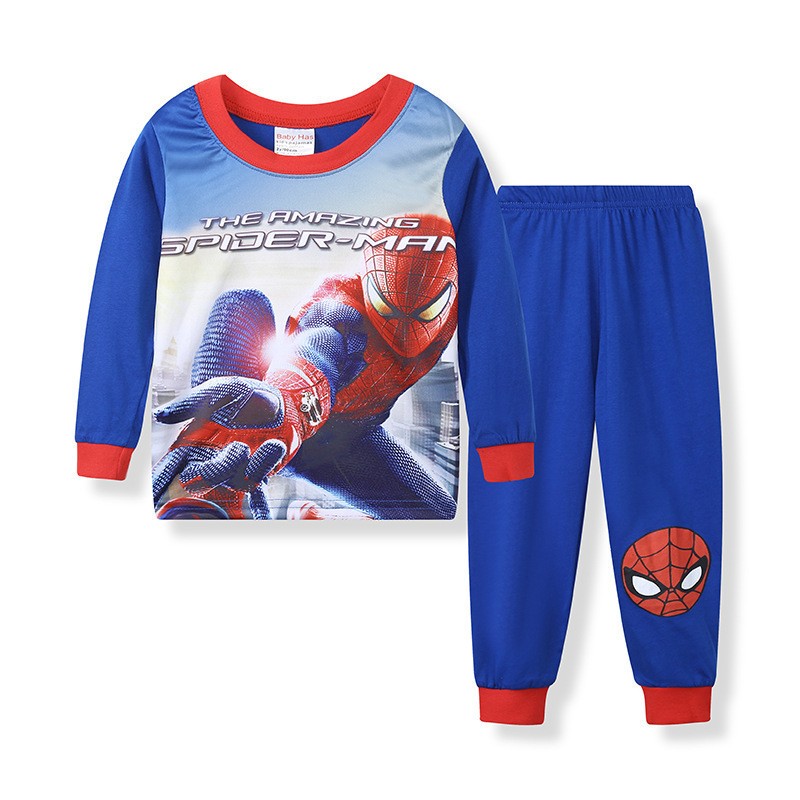 New Spider-Man cartoon children's long-sleeved pajamas children's champion home wear boys' underwear two-piece suit pajamas