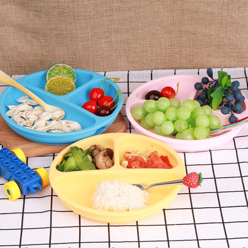 Children's Dishes Baby Silicone Lollipop Bowl Baby Smile Face Plate Tableware Set Smile Face Baby Tableware Set Retro Children's Plate