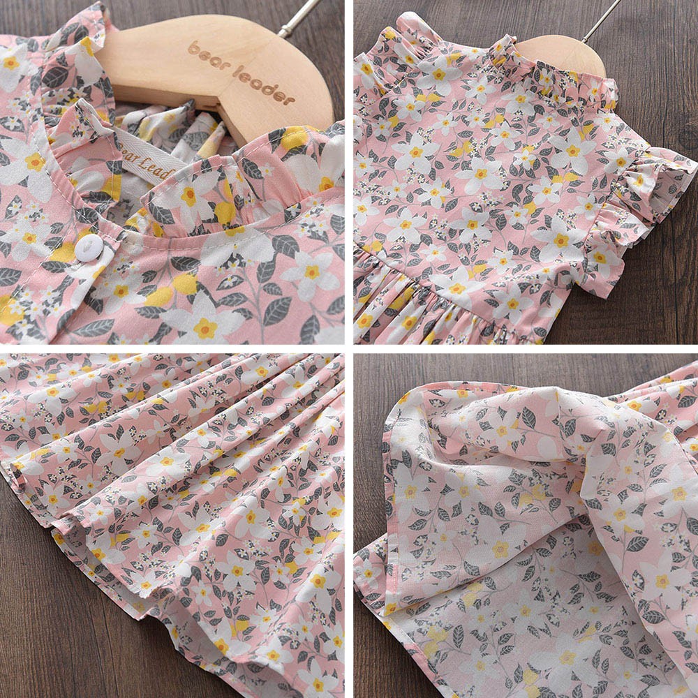 Keelorn Kids Clothing Girls Dress 2022 Girls Summer Cotton Dresses Outfits Flower Casual Dresses Sweet Toddler Girl Pink Clothes