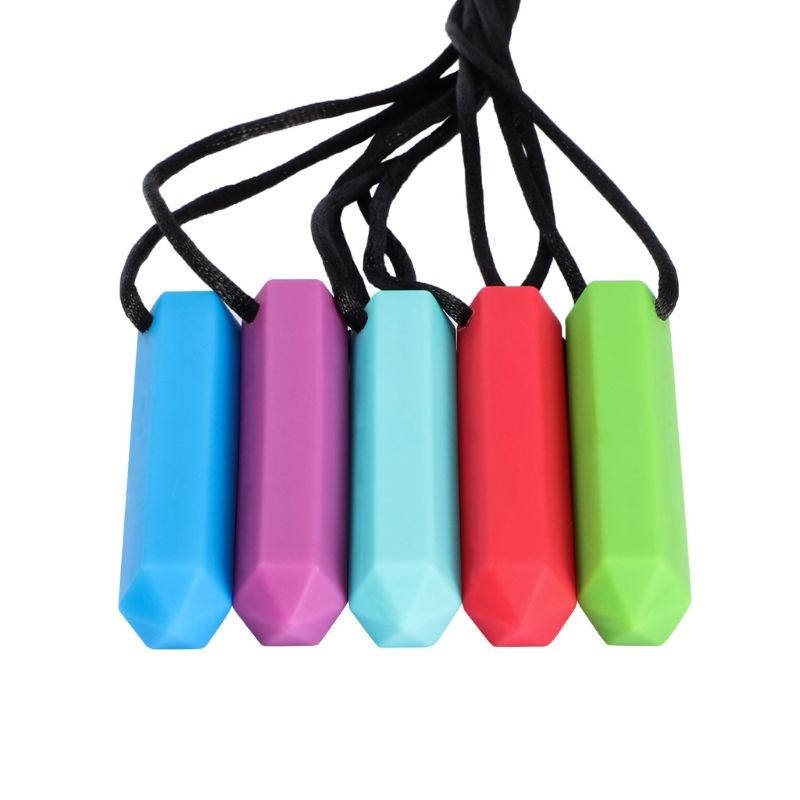 Sensory Crayon Teether - Best Autism Teething Gadgets Kids Toys Silicone Rubber Chew Necklace For Boys Girls