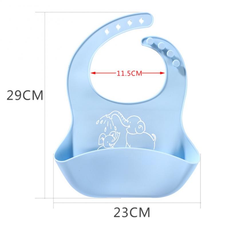 Infant Baby Bibs Soft Silicone Feeding Pockets Solid Adjustable Elastic Waterproof Anti-leaking Cartoon Burp Cloths Eco-friendly