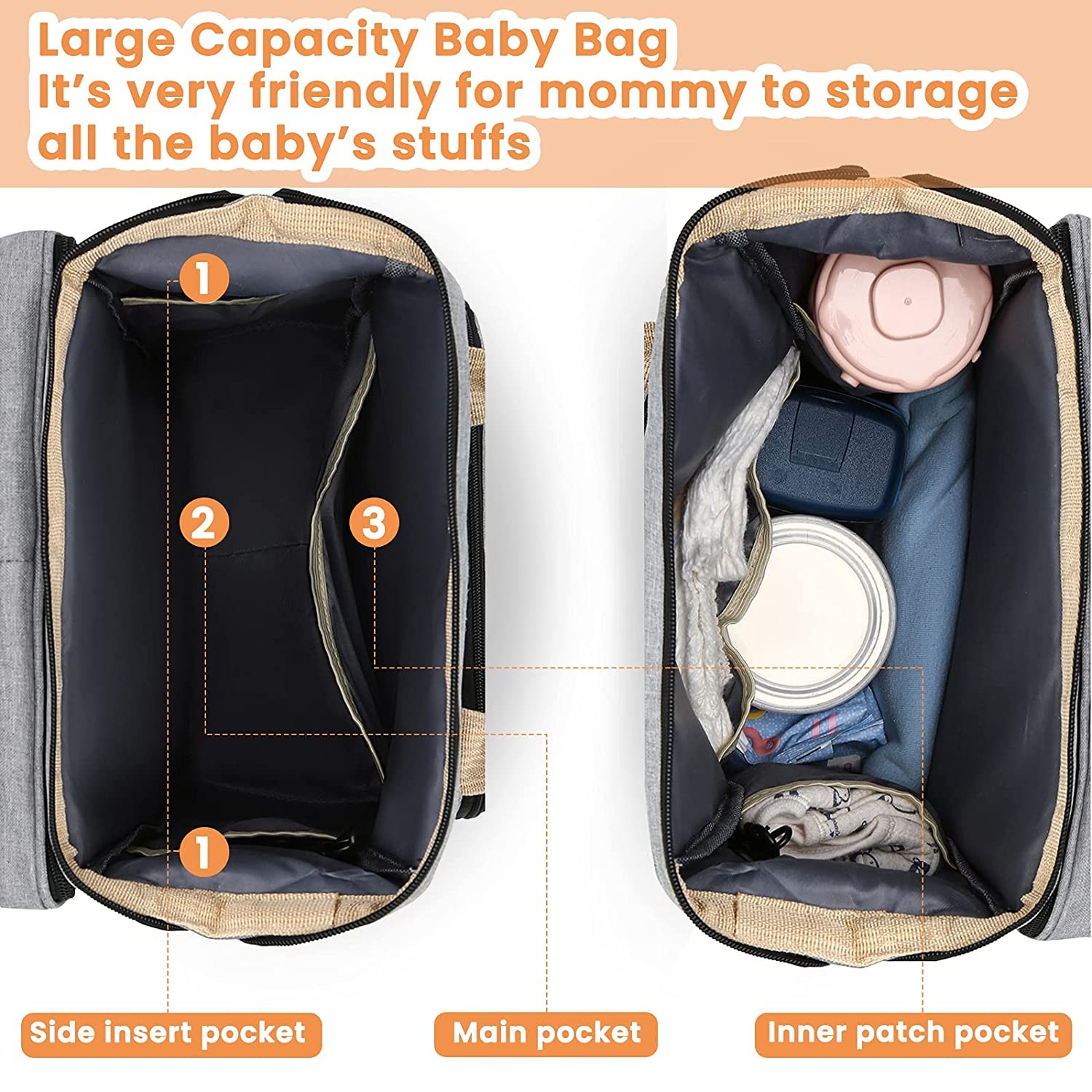 Portable Crib Nappy Backpack Mummy Bag Large Maternity Bag for Baby Multifunctional Waterproof Outdoor Travel Diaper Bags