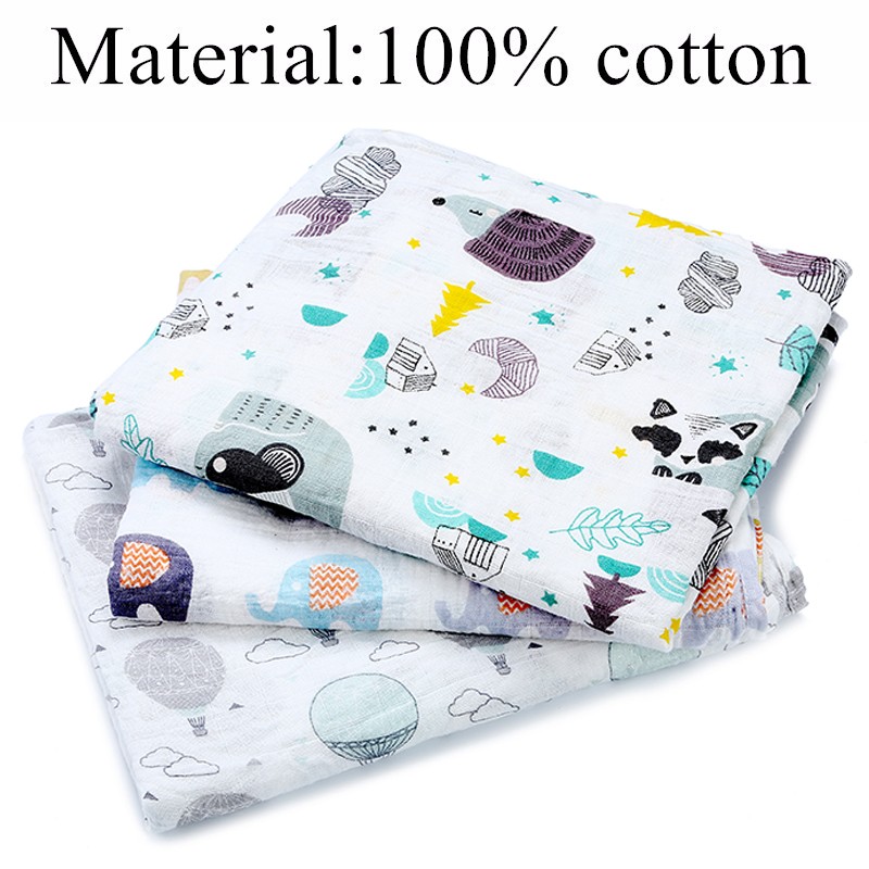 [Simfamily] 1pc Gauze 100% Cotton Baby Swaddling Soft Newborn Blankets Bath Towel Baby Gauze Infant Wrap Sleeping Bag Stroller Cover