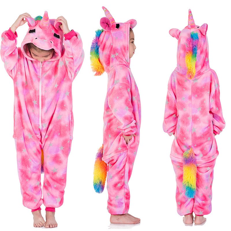 flannel unicorn for kids pajamas boys girls sleepwear children panda jumpsuit kids oneise for jumpsuit licorn