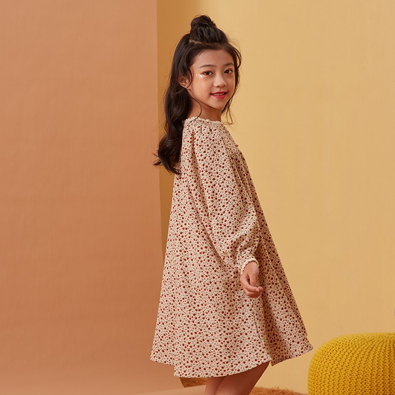 Ton Lion Kids Spring Cute Casual Fashion Long Sleeve Dress Elastic Round Neck Girls Princess Dress Kids