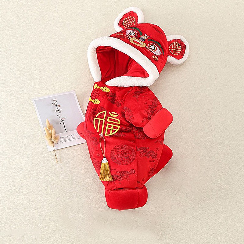 Winter Newborn Baby Romper Boy Girl Traditional Chinese Clothes New Year Costume Party Outfits Infant Rompers Jumpsuit for 0-18M