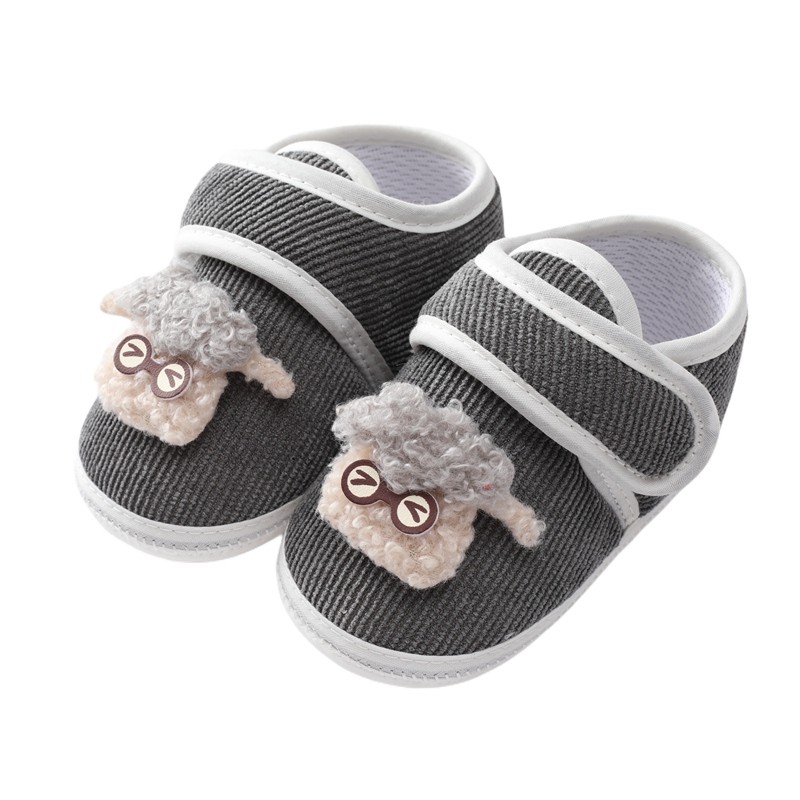 Baywell Newborn Baby Boys Girls Crib Sneakers Soft Anti-Slip Sole Toddler Warm Fluffy Casual Shoes Cartoon First Walker 0-18M