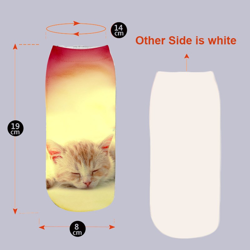 3D Printing Children Socks Funny Design Cute Cat Socks Unisex Gift Low Ankle Funny Socks 6-12 Years