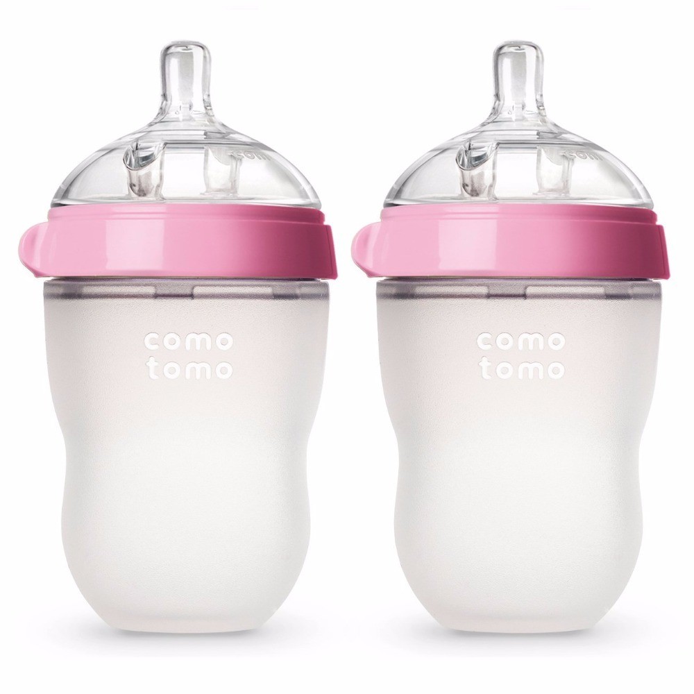 Green/Pink Silicone Baby Bottle 5oz and 8oz Baby Bottles 2 Pack BPA Free Feeding Bottle Babies Kids Drink Milk mamadeiras