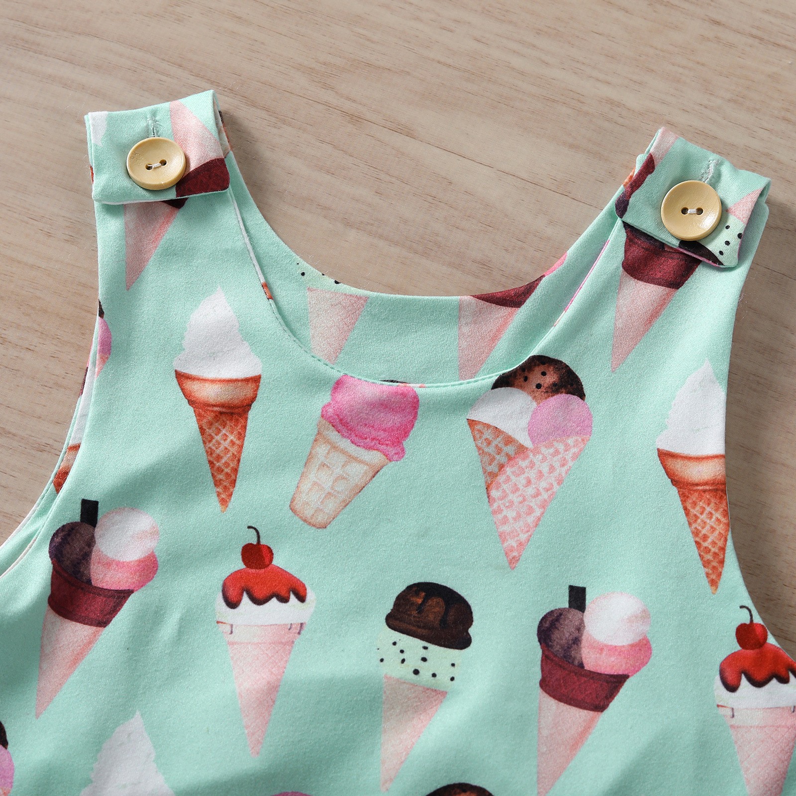 Boys and girls baby jumpsuit summer novelty cute baby boy sleeveless ice cream climbing suit