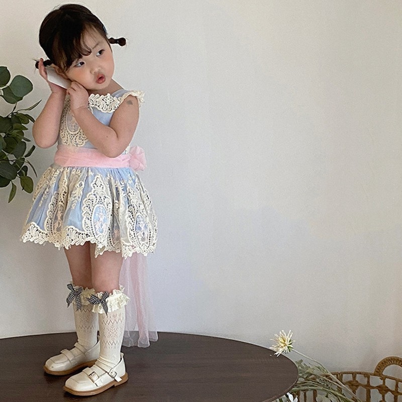 Baby Breathable Lolita Lace Socks Children Kids Bowknot Middle Tube Socks Spring Summer Autumn Warm Stocking Knee High