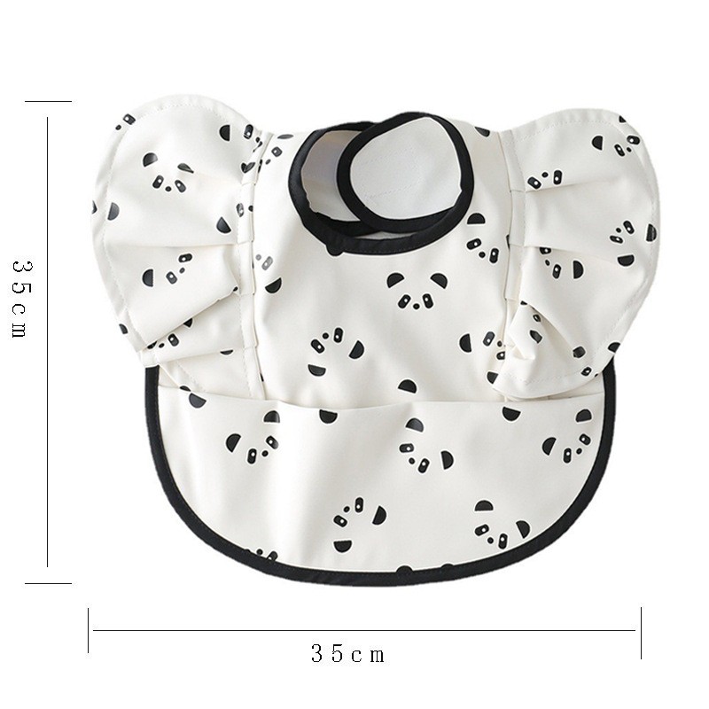 Waterproof Baby Food Eating Baby Bibs PU Cartoon Smock For Babies Feeding Clothes Sleeveless Bib With Pocket Newborn Baby Bib