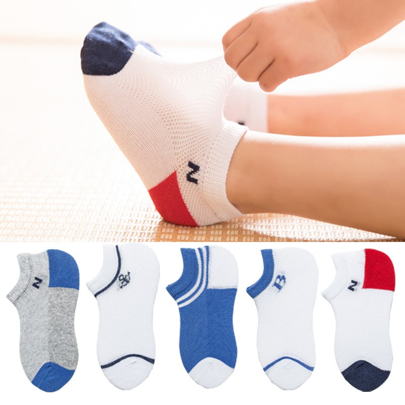 Soft Cotton Children Socks Cute Cartoon Casual Boys Socks Thin Mesh Summer 5pairs/lot Kids Socks Sport Baby Boy Socks 1-12 Years