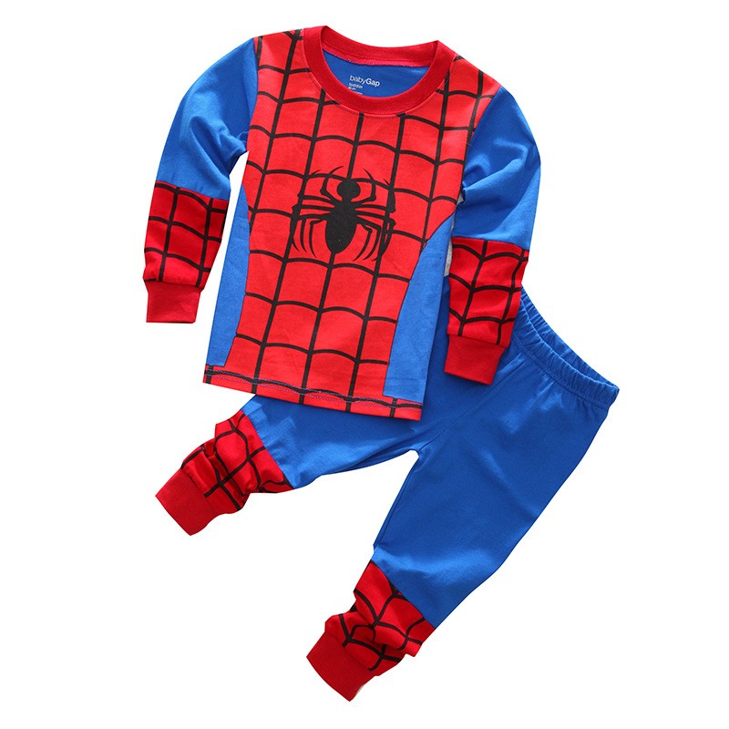 New Spring Autumn Children's Clothing Sets Boys Sleepwear Kids Clothes Spider Pajamas Set Baby Girls Cotton Cartoon Cars Pajamas