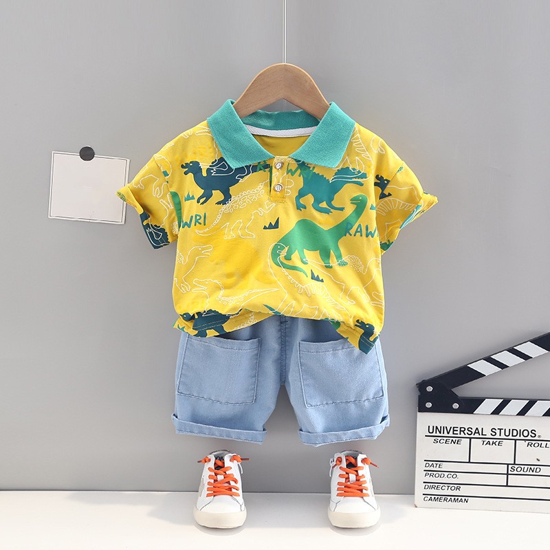 Boys Clothing Sets 2022 Summer Baby Tracksuit Kids Cartoon Dinosaur T Shirt Shorts Infant Clothes Outfits Child 2 Piece Suit