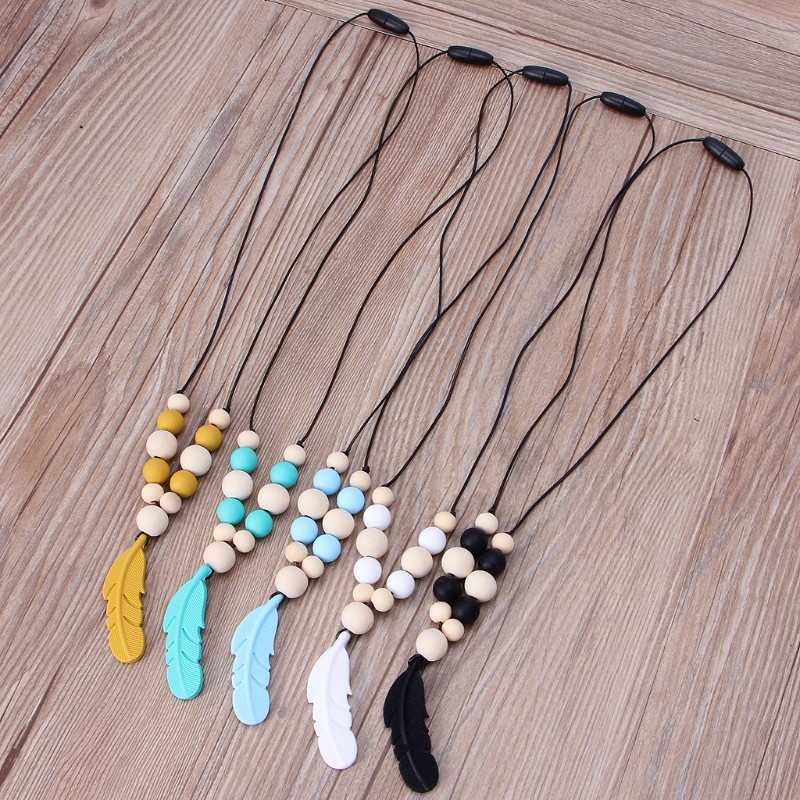 Baby Infant Silicone Feather Jewelry Teething Necklace Baby Nursing Chew Toys