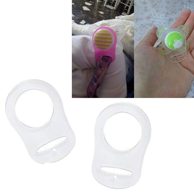 12pcs Transparent Silicone Button Ring Dummy Pacifier Holder Clip Adapter for Baby Mam Soother