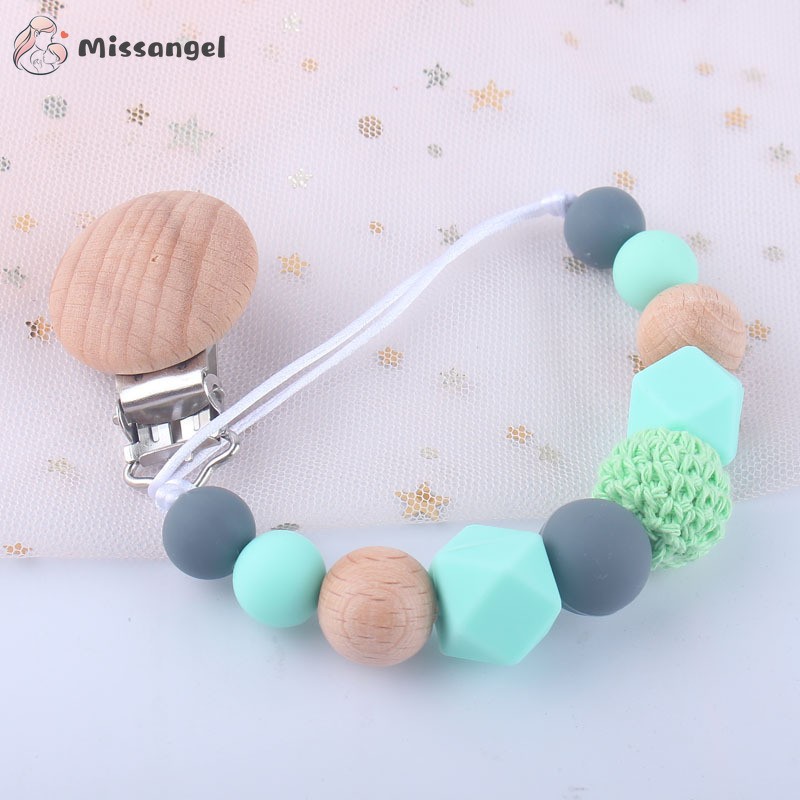 Pacifier Clip Baby Girls Silicone Teething Beads Paci Holder Clips Soothie Teether Toy Chewbeads Birthday Baby Shower Gift 2022