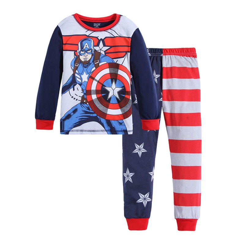 Kids Long Sleeve Pajamas Sleepwear T-shirt Sports Pajamas Kids Spider-Man Cartoon Pajamas Set Boys and Girls Pajamas