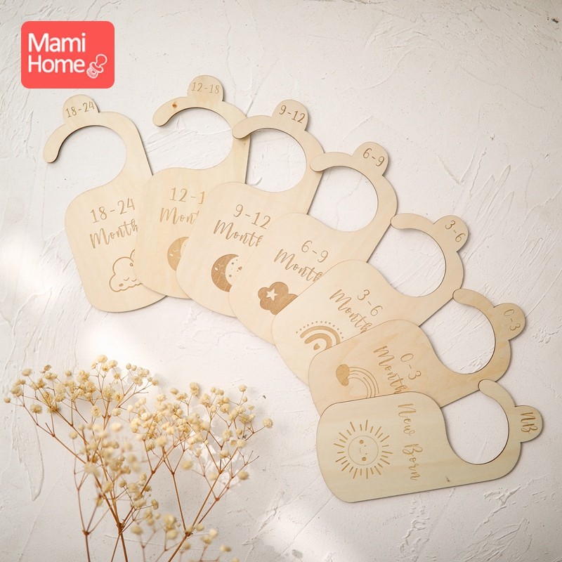 5pcs/7pcs Wooden Baby Wardrobe Clothes Dividers Organizers Newborn Growth Anniversary for Newborn to Toddler Girl Boy Baby Goods