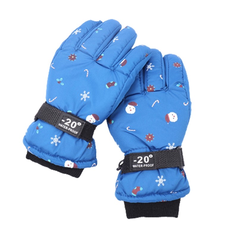 Winter Warm Ski Gloves Lovely Full Finger Gloves Snowboard Gloves Christmas Pattern Fleece Padded Glove for Kids