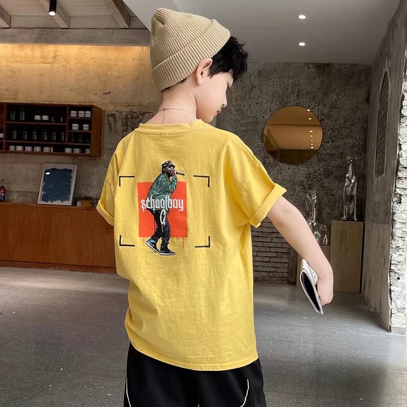 Children's clothing boys short-sleeved T-shirt summer new double-sided printing half-sleeved thin bottoming children's clothing