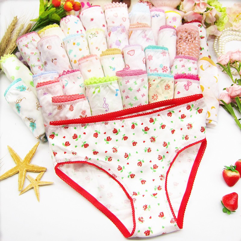 24pcs/lot Cotton Girls Children's Underwear Triangle Briefs Kids Underwear 2-12 Years