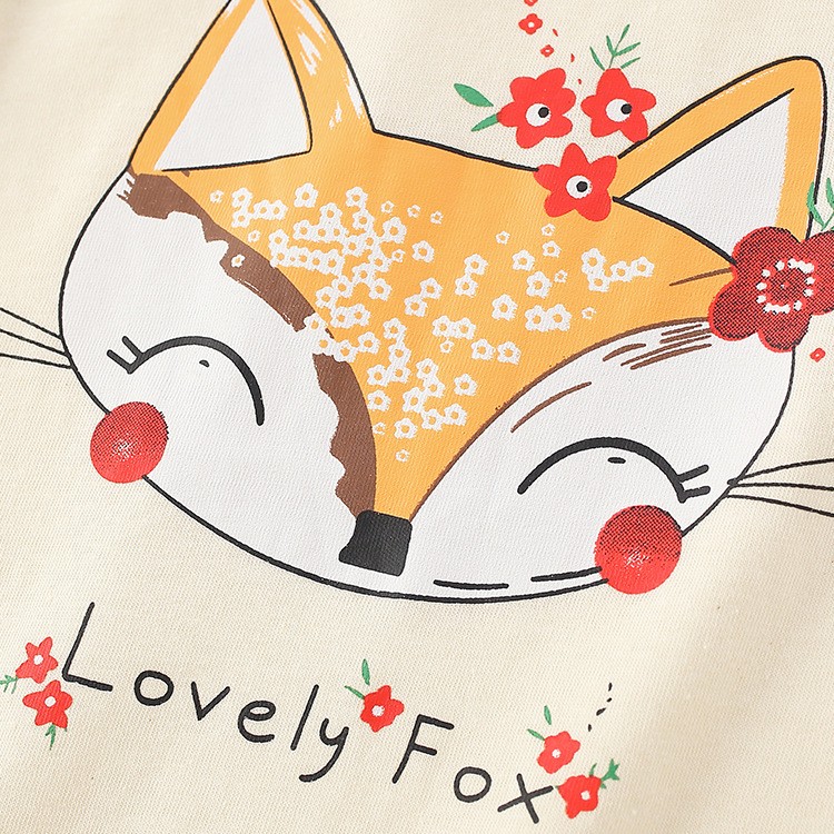 Little maven baby girls T-shirt long sleeve cotton soft autumn clothes lovely flower and fox for baby girls kids 2 to 7 years