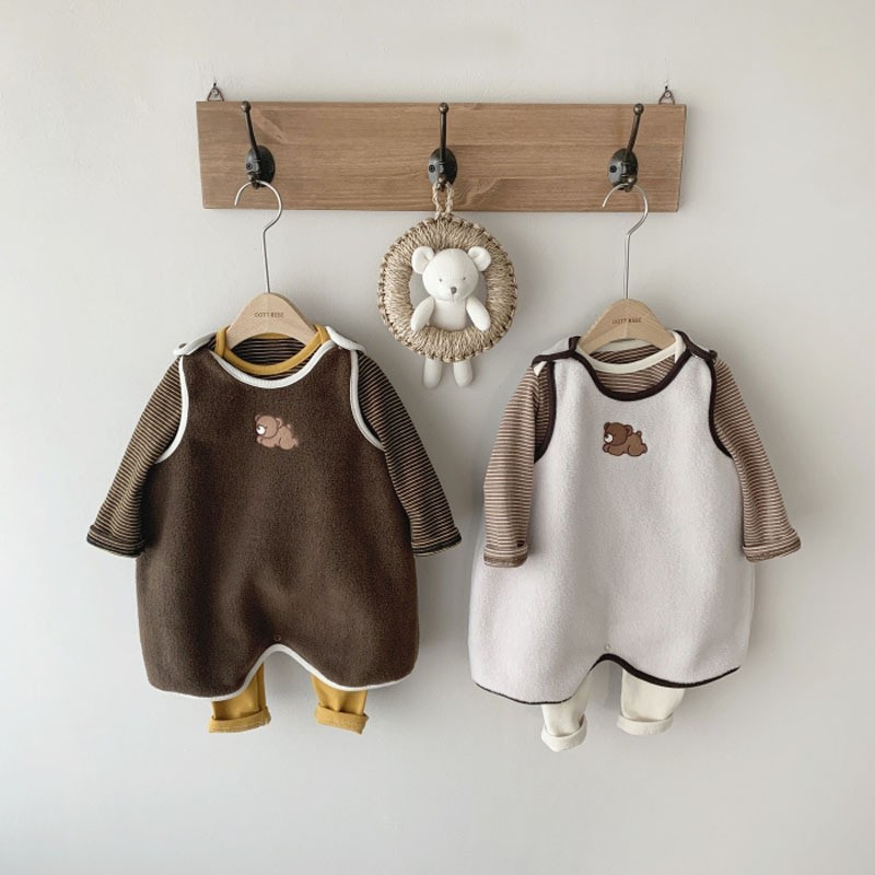 2022 New Spring Autumn Fashion Baby Girls Boys Cute Cartoon Bear Sweater Home Sleeping Bag Newborn Warm Sweater