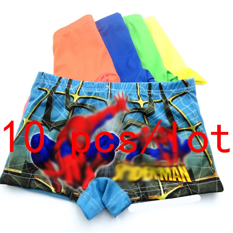 10pcs/lot Boys Boxer Briefs Kids Underwear Baby Boy Pants Cartoon Super Hero Print Soft Children Panties 2-9 Years 2021