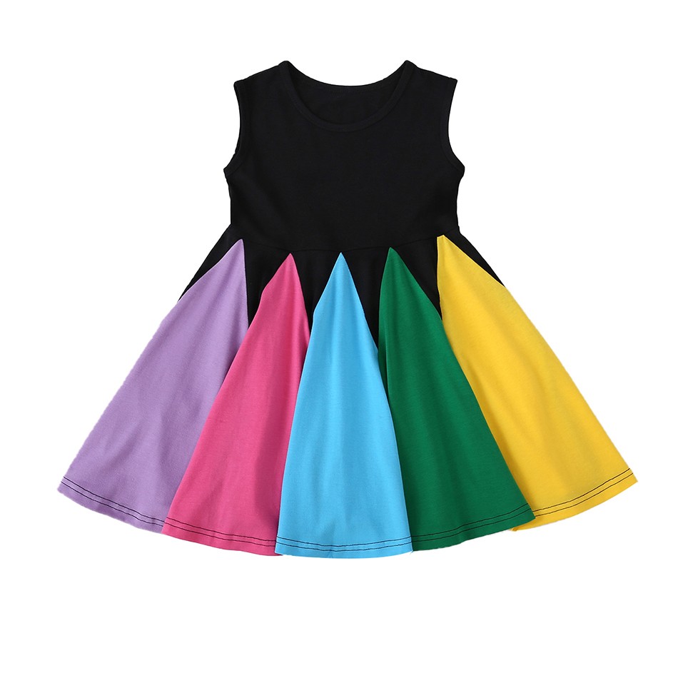 Miyabai Twirl Dress for Girls Casual Summer Dress Rainbow Baby Clothes Soft Dress for Princess Party