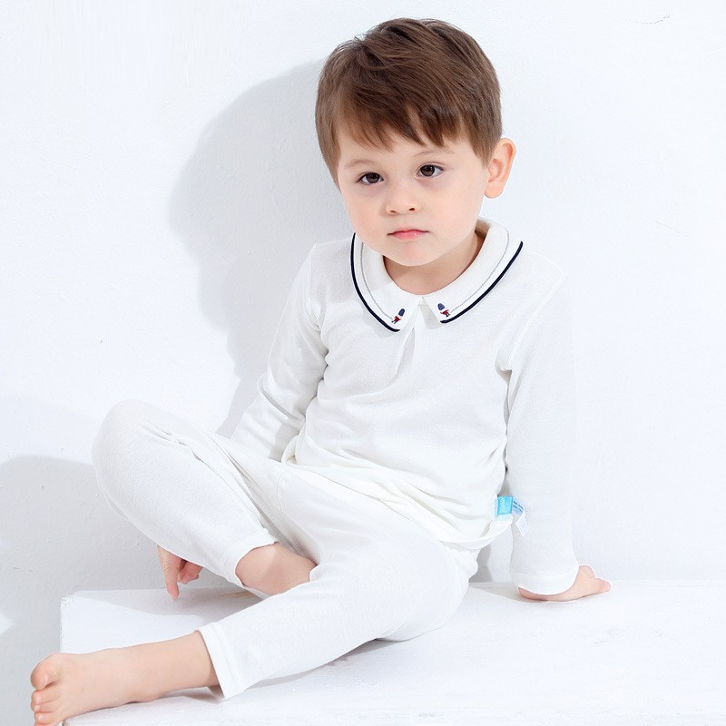 Baby cotton clothes, long-sleeved shirt and white pants, simple, spring and autumn new collection